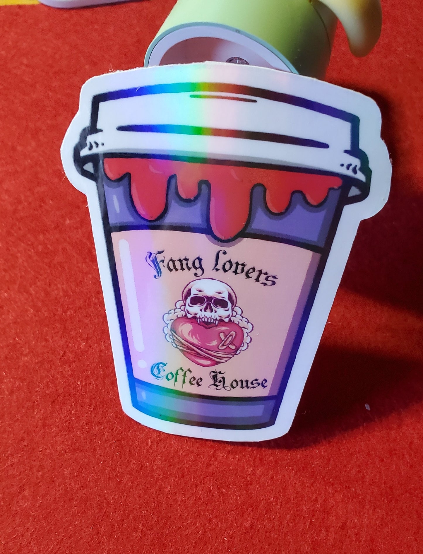 Fang Lovers Coffeehouse Iridescent Vinyl Sticker