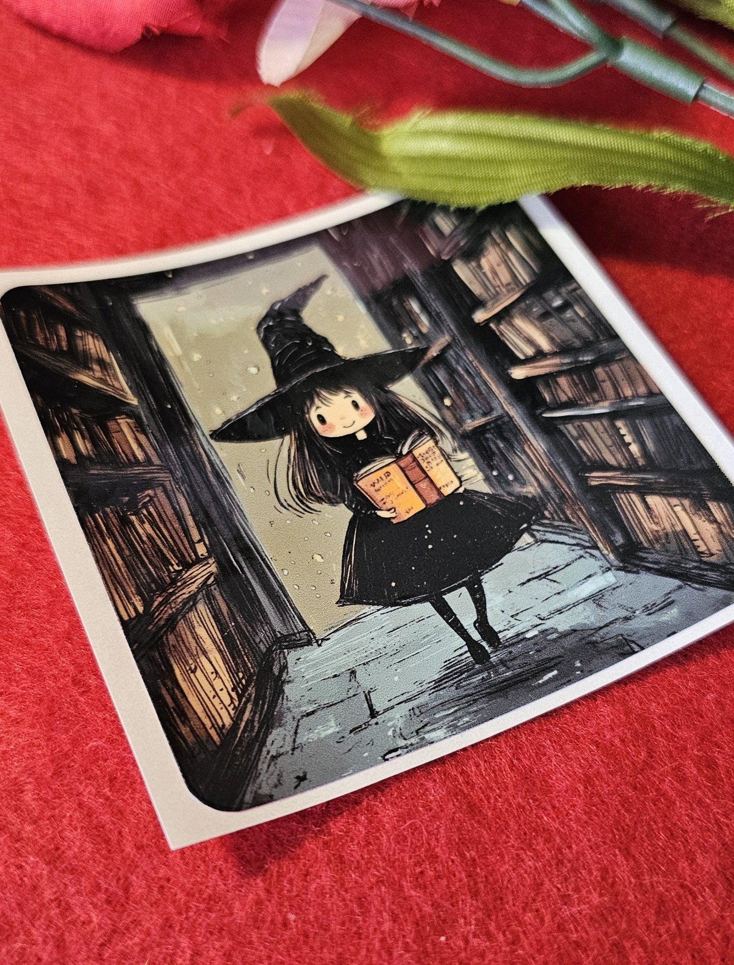 Bookstore Witch Vinyl Sticker