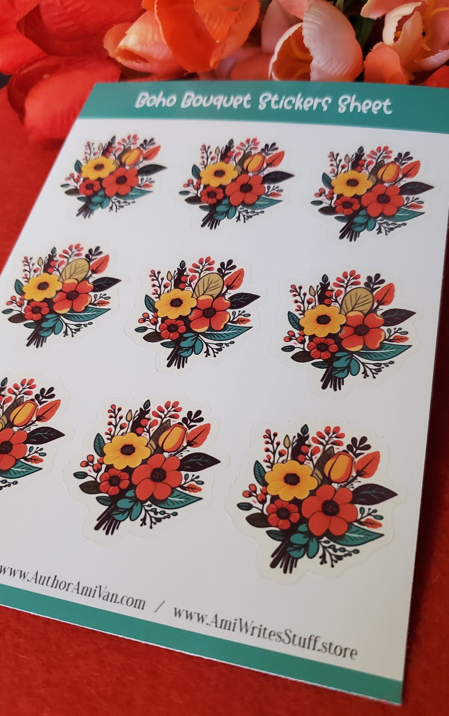 Boho Bouquet Stickers Sheet