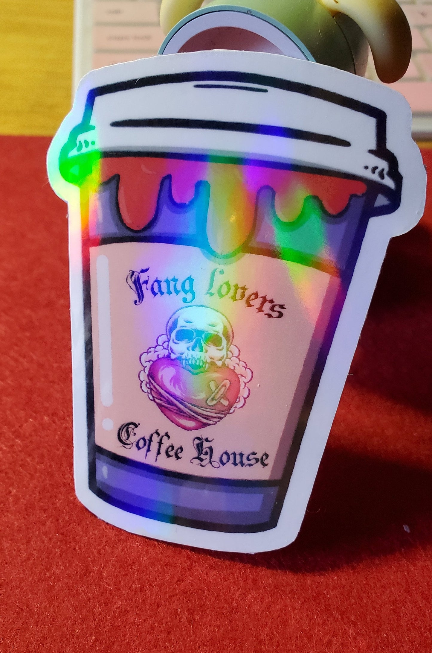 Fang Lovers Coffeehouse Iridescent Vinyl Sticker