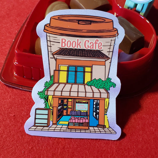 Book Cafe Vinyl Sticker