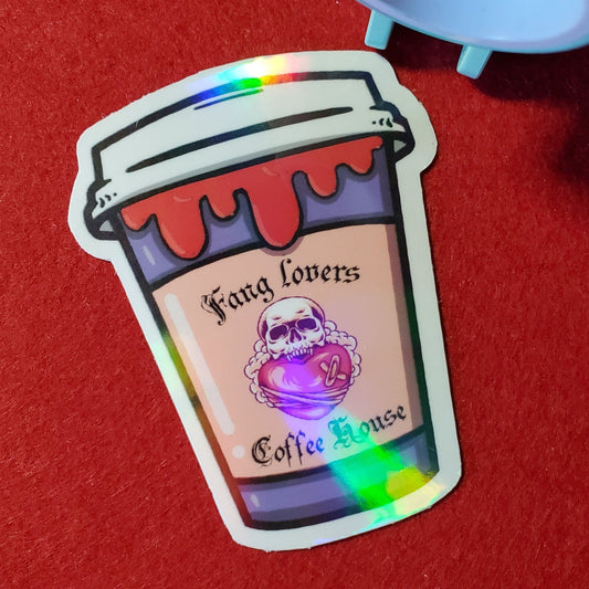 Fang Lovers Coffeehouse Iridescent Vinyl Sticker