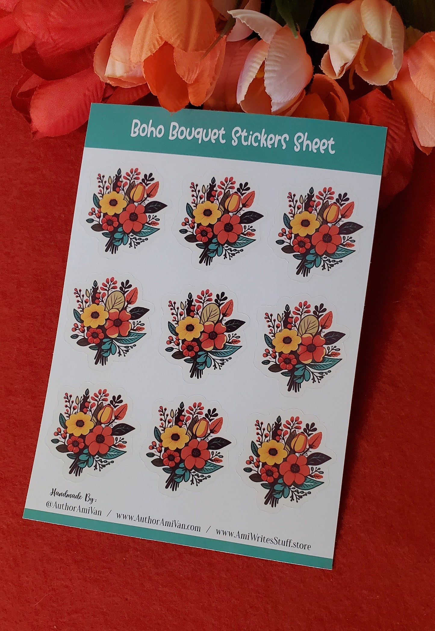 Boho Bouquet Stickers Sheet