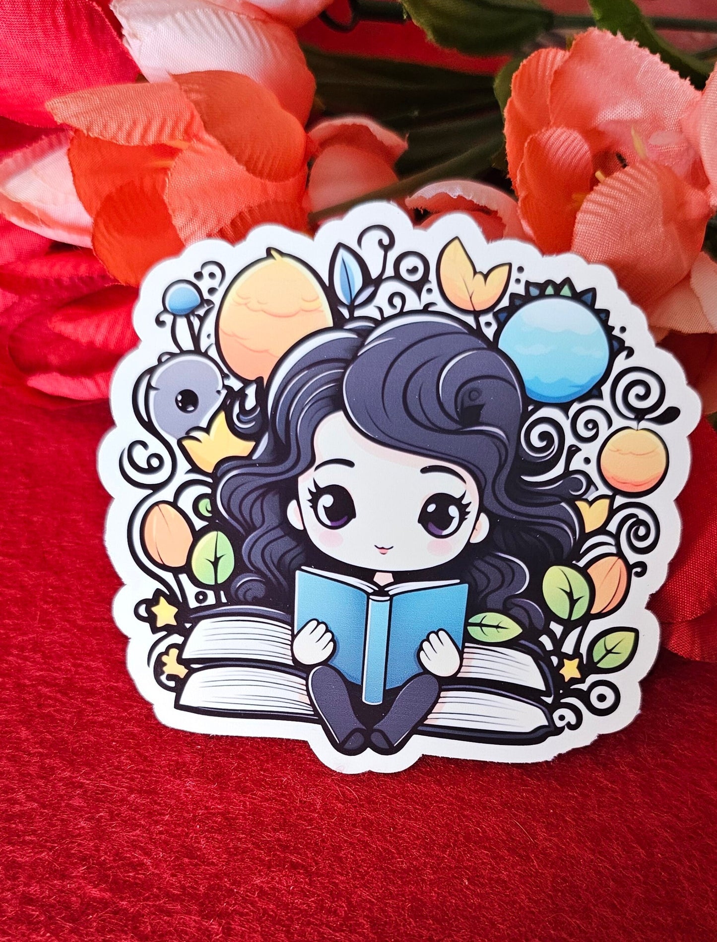 Blooming Reader Vinyl Sticker