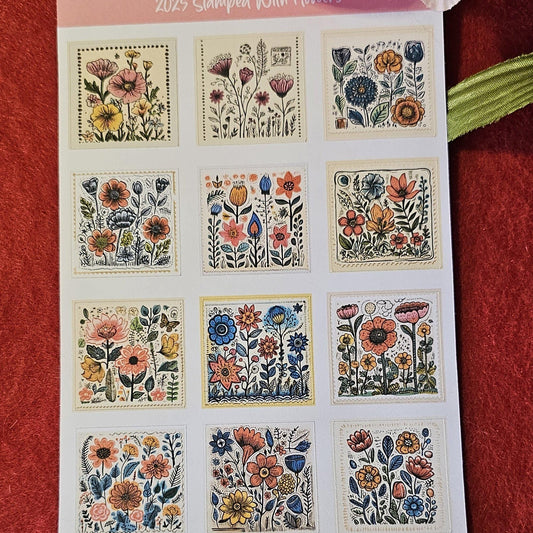 2025 Stamped With Flowers Sticker Sheet Set