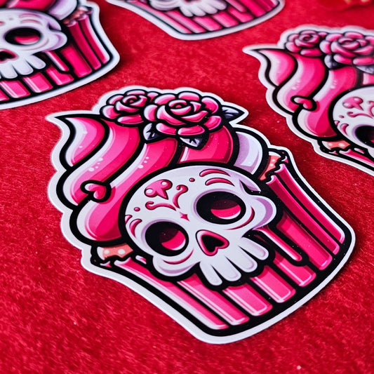 Skull Cupcake Vinyl Sticker