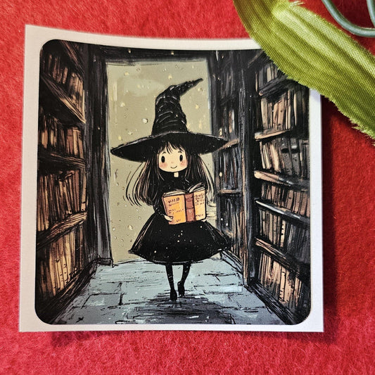 Bookstore Witch Vinyl Sticker